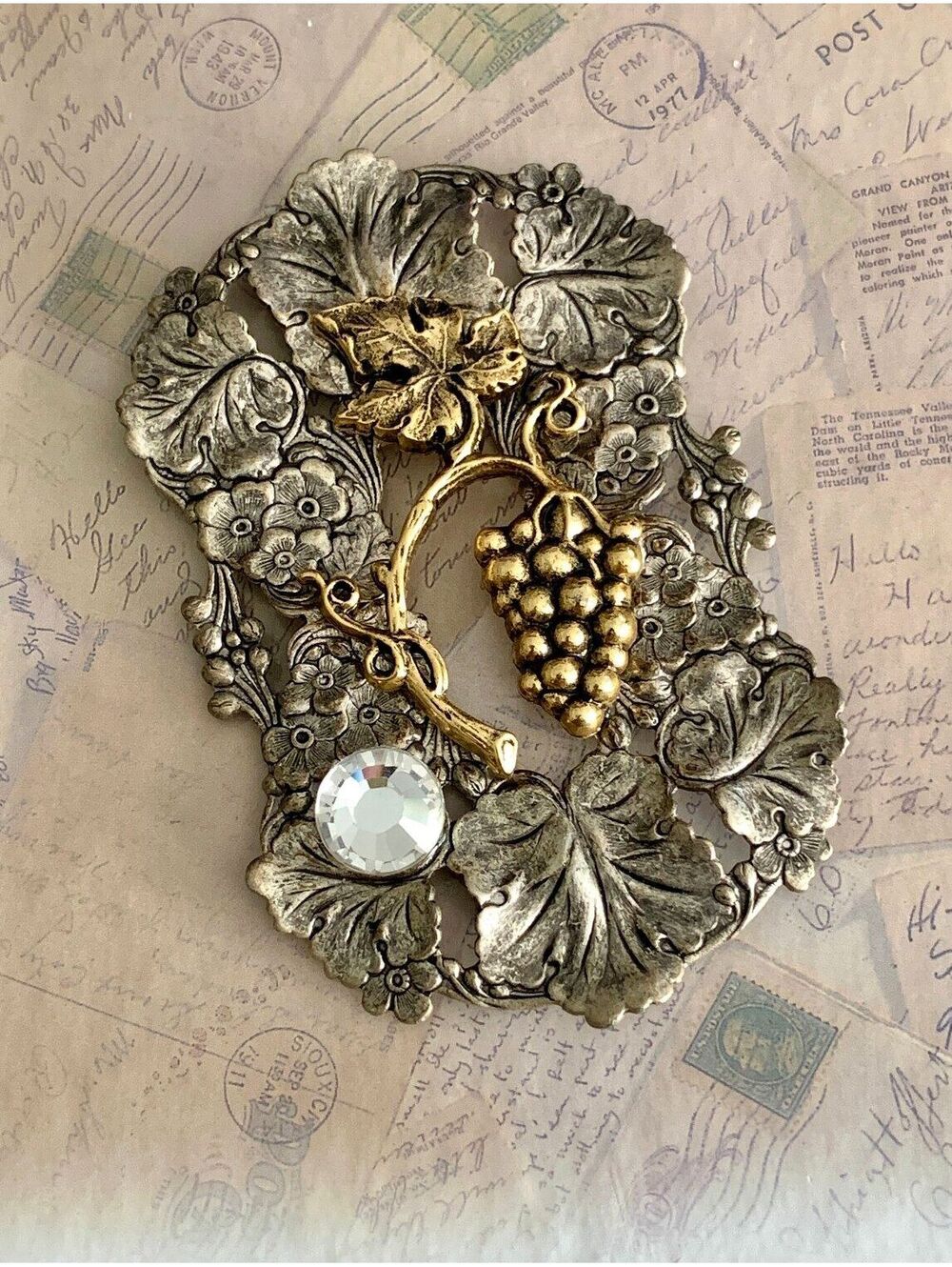 Handmade Magnet Brooch with Swarovski Crystals